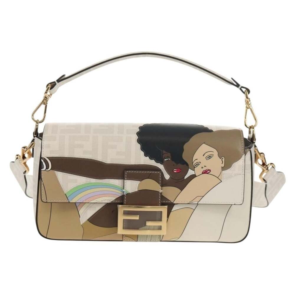 Fendi Zucca Antonio Lopez Mamma Baguette Shoulder Bag Ivory